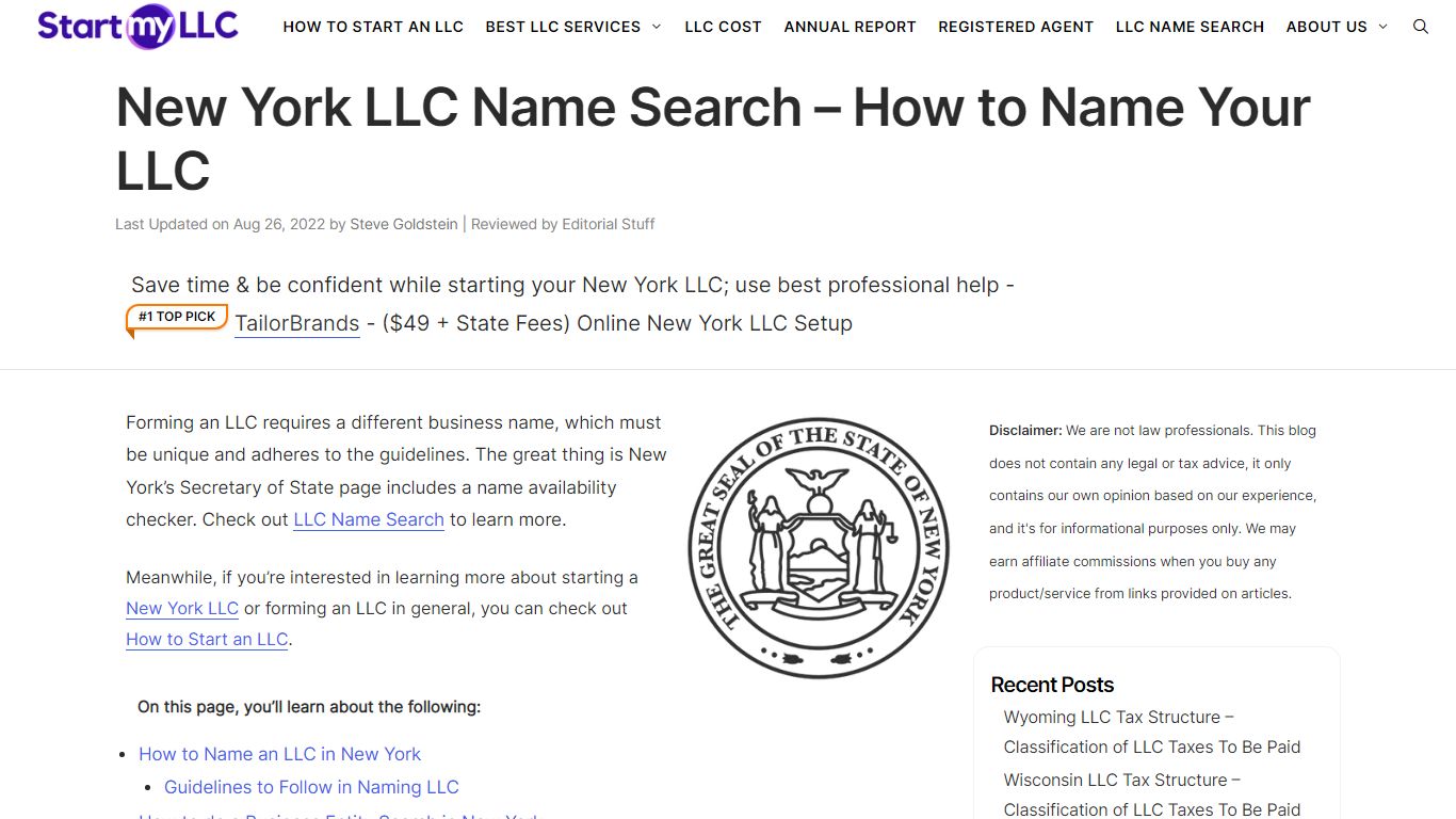 New York LLC Name Search – How to Name Your LLC - StartMyLLC