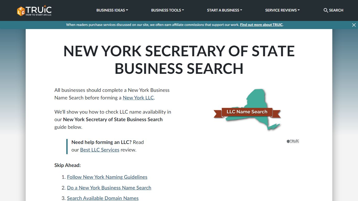 New York Secretary of State Business Search - How to Start an LLC